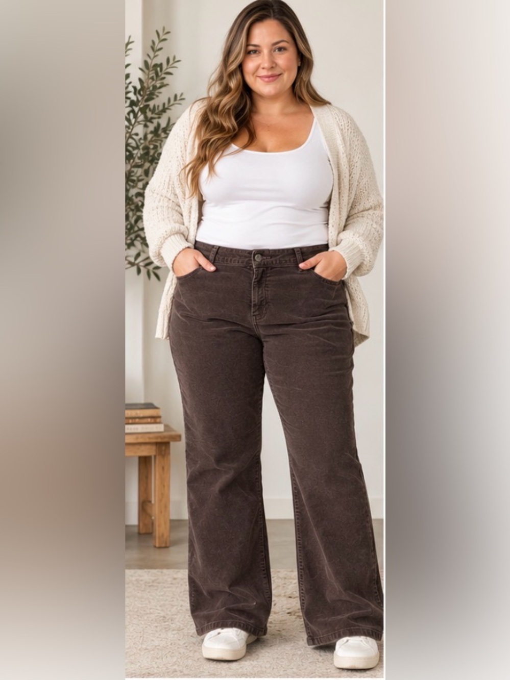 St. John's Bay Women's Dark Brown Corduroy boot but pants 22W